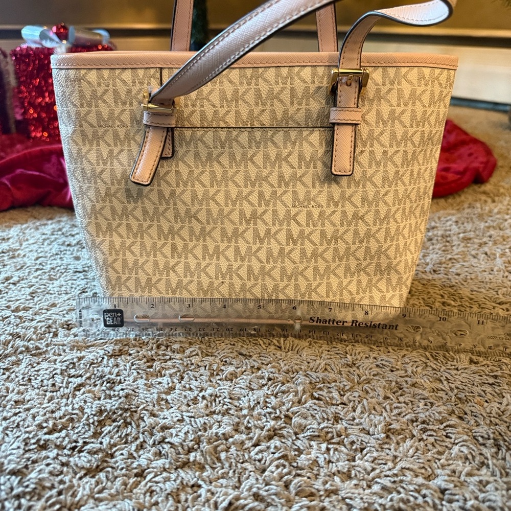 Michael Kors Light Pink and Cream Signature Tote - Picture 3 of 4